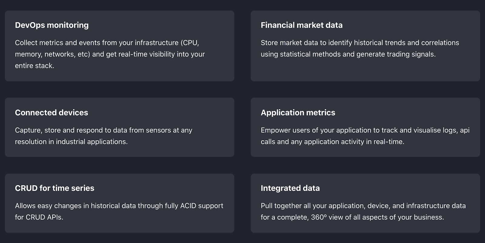 Example of time-series data use cases