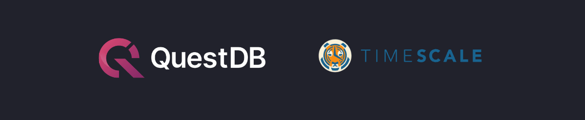 TimescaleDB logo, QuestDB logo, InfluxDB logo