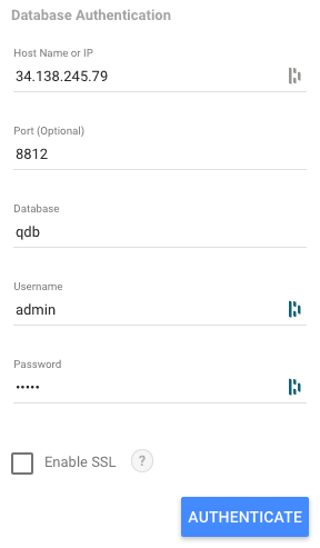 Authenticating with QuestDB via Google Data Studio
