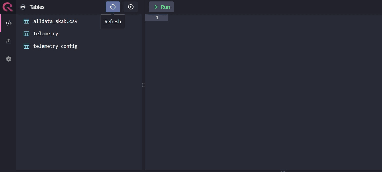 A screenshot of the QuestDB web console.
